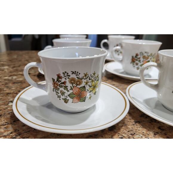 Vintage Corelle Corning Indian Summer Cups & Saucers (Set of 6) - Picture 7 of 11